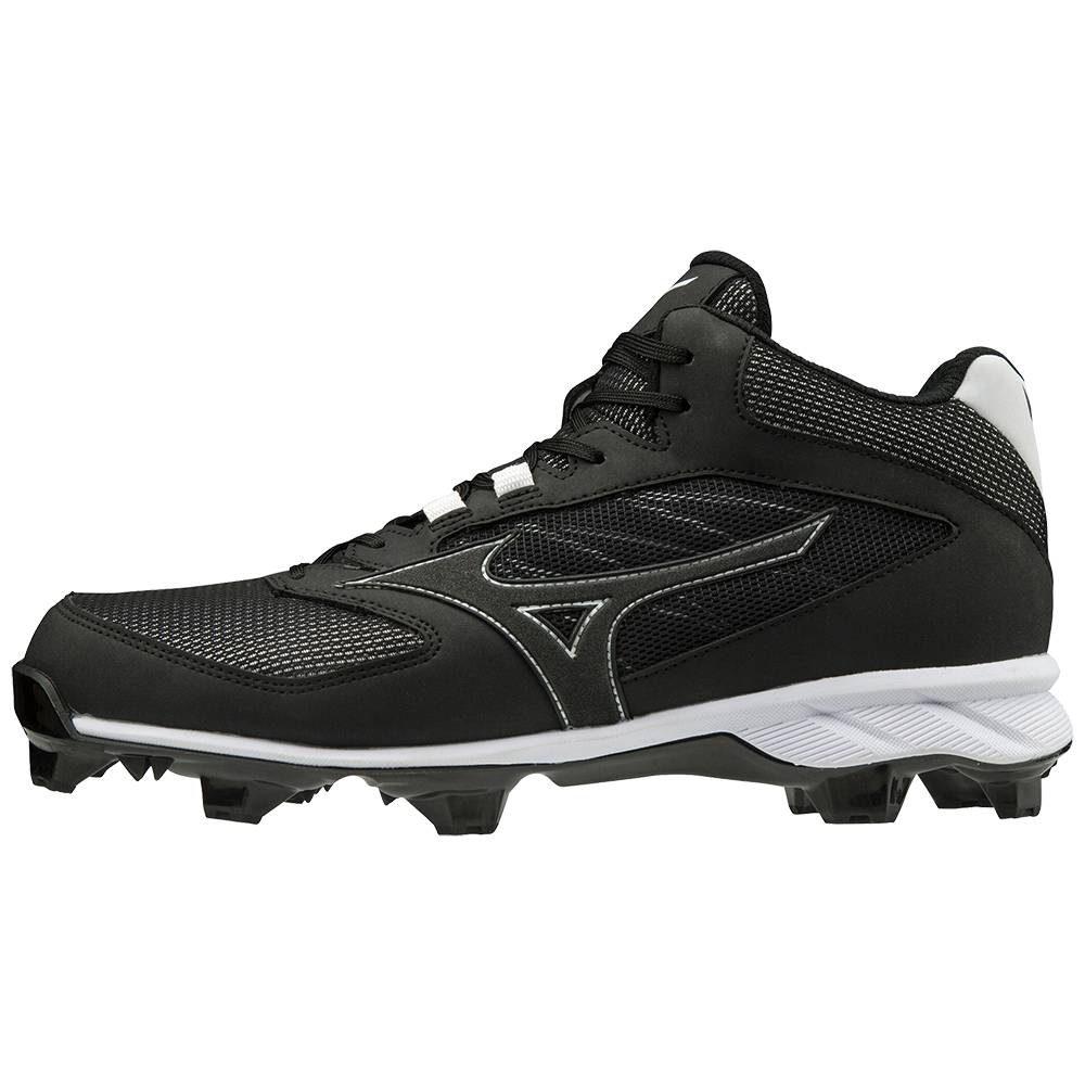 Mizuno 9-Spike Advanced Dominant TPU Mid Cut Molded Férfi Stoplis Cipő Fekete/Fehér IBJ291304